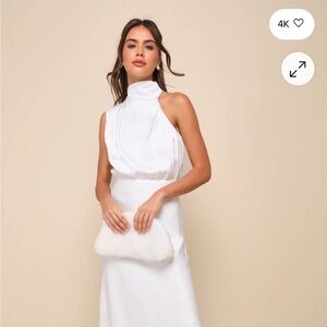 Lulu's Elegant White Midi Dress